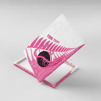 New Zealand Lawn Bowls Breast Cancer Custom Canvas Wall Art Aotearoa Maori Silver Fern Pink Ribbon LT14 With Frame Pink - Polynesian Pride