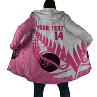 New Zealand Lawn Bowls Breast Cancer Custom Cloak Aotearoa Maori Silver Fern Pink Ribbon LT14 - Polynesian Pride