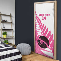 New Zealand Lawn Bowls Breast Cancer Custom Door Cover Aotearoa Maori Silver Fern Pink Ribbon LT14 - Polynesian Pride