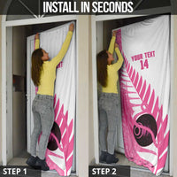 New Zealand Lawn Bowls Breast Cancer Custom Door Cover Aotearoa Maori Silver Fern Pink Ribbon LT14 - Polynesian Pride