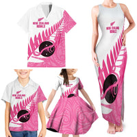 New Zealand Lawn Bowls Breast Cancer Custom Family Matching Tank Maxi Dress and Hawaiian Shirt Aotearoa Maori Silver Fern Pink Ribbon LT14 - Polynesian Pride