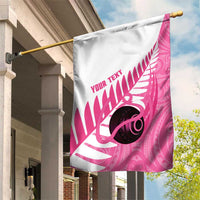 New Zealand Lawn Bowls Breast Cancer Custom Garden Flag Aotearoa Maori Silver Fern Pink Ribbon LT14 House Flag Pink - Polynesian Pride