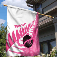 New Zealand Lawn Bowls Breast Cancer Custom Garden Flag Aotearoa Maori Silver Fern Pink Ribbon LT14 - Polynesian Pride