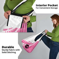 New Zealand Lawn Bowls Breast Cancer Custom Grocery Bag Aotearoa Maori Silver Fern Pink Ribbon LT14 - Polynesian Pride