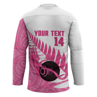 New Zealand Lawn Bowls Breast Cancer Custom Hockey Jersey Aotearoa Maori Silver Fern Pink Ribbon LT14 - Polynesian Pride
