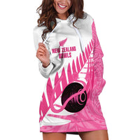 New Zealand Lawn Bowls Breast Cancer Custom Hoodie Dress Aotearoa Maori Silver Fern Pink Ribbon LT14 Pink - Polynesian Pride