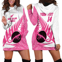 New Zealand Lawn Bowls Breast Cancer Custom Hoodie Dress Aotearoa Maori Silver Fern Pink Ribbon LT14 - Polynesian Pride