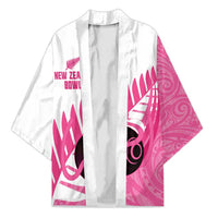New Zealand Lawn Bowls Breast Cancer Custom Kimono Aotearoa Maori Silver Fern Pink Ribbon LT14 Unisex Pink - Polynesian Pride