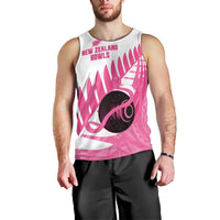 New Zealand Lawn Bowls Breast Cancer Custom Men Tank Top Aotearoa Maori Silver Fern Pink Ribbon LT14 - Polynesian Pride