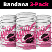 New Zealand Lawn Bowls Breast Cancer Custom Neck Gaiter Aotearoa Maori Silver Fern Pink Ribbon LT14 package One Size: 25*50cm Pink - Polynesian Pride