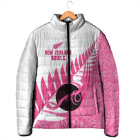 New Zealand Lawn Bowls Breast Cancer Custom Padded Jacket Aotearoa Maori Silver Fern Pink Ribbon LT14 - Polynesian Pride