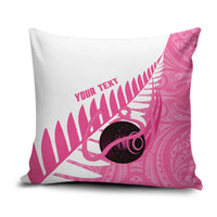 New Zealand Lawn Bowls Breast Cancer Custom Pillow Cover Aotearoa Maori Silver Fern Pink Ribbon LT14 Pink - Polynesian Pride