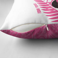 New Zealand Lawn Bowls Breast Cancer Custom Pillow Cover Aotearoa Maori Silver Fern Pink Ribbon LT14 - Polynesian Pride