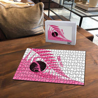 New Zealand Lawn Bowls Breast Cancer Custom Puzzle Aotearoa Maori Silver Fern Pink Ribbon LT14 - Polynesian Pride