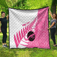 New Zealand Lawn Bowls Breast Cancer Custom Quilt Aotearoa Maori Silver Fern Pink Ribbon LT14 - Polynesian Pride