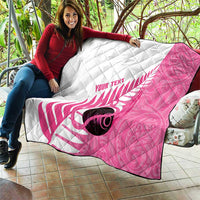 New Zealand Lawn Bowls Breast Cancer Custom Quilt Aotearoa Maori Silver Fern Pink Ribbon LT14 - Polynesian Pride