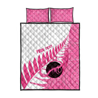 New Zealand Lawn Bowls Breast Cancer Custom Quilt Bed Set Aotearoa Maori Silver Fern Pink Ribbon LT14 - Polynesian Pride