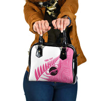 New Zealand Lawn Bowls Breast Cancer Custom Shoulder Handbag Aotearoa Maori Silver Fern Pink Ribbon LT14 One Size Pink - Polynesian Pride