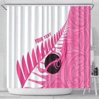 New Zealand Lawn Bowls Breast Cancer Custom Shower Curtain Aotearoa Maori Silver Fern Pink Ribbon LT14 - Polynesian Pride