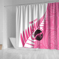 New Zealand Lawn Bowls Breast Cancer Custom Shower Curtain Aotearoa Maori Silver Fern Pink Ribbon LT14 - Polynesian Pride