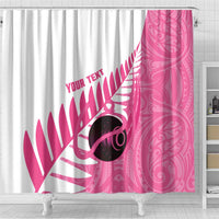 New Zealand Lawn Bowls Breast Cancer Custom Shower Curtain Aotearoa Maori Silver Fern Pink Ribbon LT14 - Polynesian Pride