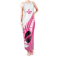 New Zealand Lawn Bowls Breast Cancer Custom Tank Maxi Dress Aotearoa Maori Silver Fern Pink Ribbon LT14 Women Pink - Polynesian Pride