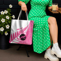 New Zealand Lawn Bowls Breast Cancer Custom Tote Bag Aotearoa Maori Silver Fern Pink Ribbon LT14 - Polynesian Pride