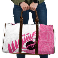 New Zealand Lawn Bowls Breast Cancer Custom Travel Bag Aotearoa Maori Silver Fern Pink Ribbon LT14 Pink - Polynesian Pride