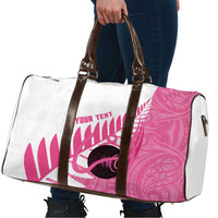 New Zealand Lawn Bowls Breast Cancer Custom Travel Bag Aotearoa Maori Silver Fern Pink Ribbon LT14 - Polynesian Pride