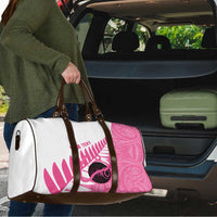 New Zealand Lawn Bowls Breast Cancer Custom Travel Bag Aotearoa Maori Silver Fern Pink Ribbon LT14 - Polynesian Pride