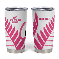 New Zealand Lawn Bowls Breast Cancer Custom Tumbler Cup Aotearoa Maori Silver Fern Pink Ribbon LT14 Pink - Polynesian Pride