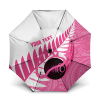 New Zealand Lawn Bowls Breast Cancer Custom Umbrella Aotearoa Maori Silver Fern Pink Ribbon LT14 One Size Folded 11.42 inch Opened Diameter 37.4 inch Pink - Polynesian Pride