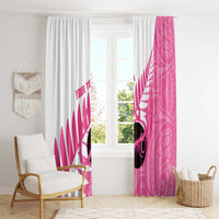 New Zealand Lawn Bowls Breast Cancer Custom Window Curtain Aotearoa Maori Silver Fern Pink Ribbon LT14 - Polynesian Pride