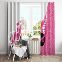 New Zealand Lawn Bowls Breast Cancer Custom Window Curtain Aotearoa Maori Silver Fern Pink Ribbon LT14 - Polynesian Pride