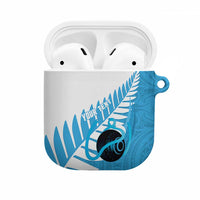 New Zealand Lawn Bowls Prostate Cancer Custom AirPods Case Aotearoa Maori Silver Fern Blue Ribbon LT14 Blue - Polynesian Pride