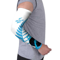 New Zealand Lawn Bowls Prostate Cancer Custom Arm Sleeves Aotearoa Maori Silver Fern Blue Ribbon LT14 - Polynesian Pride