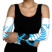 New Zealand Lawn Bowls Prostate Cancer Custom Arm Sleeves Aotearoa Maori Silver Fern Blue Ribbon LT14 - Polynesian Pride