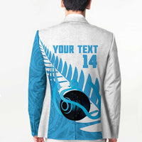 New Zealand Lawn Bowls Prostate Cancer Custom Blazer Aotearoa Maori Silver Fern Blue Ribbon LT14 - Polynesian Pride