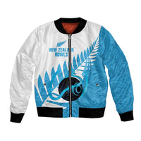 New Zealand Lawn Bowls Prostate Cancer Custom Bomber Jacket Aotearoa Maori Silver Fern Blue Ribbon LT14 Unisex Blue - Polynesian Pride
