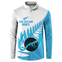 New Zealand Lawn Bowls Prostate Cancer Custom Button Sweatshirt Aotearoa Maori Silver Fern Blue Ribbon LT14 Blue - Polynesian Pride