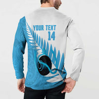 New Zealand Lawn Bowls Prostate Cancer Custom Button Sweatshirt Aotearoa Maori Silver Fern Blue Ribbon LT14 - Polynesian Pride