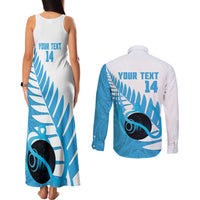 New Zealand Lawn Bowls Prostate Cancer Custom Couples Matching Tank Maxi Dress and Long Sleeve Button Shirt Aotearoa Maori Silver Fern Blue Ribbon LT14 - Polynesian Pride
