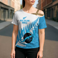 New Zealand Lawn Bowls Prostate Cancer Custom Cross Shoulder Shirt Aotearoa Maori Silver Fern Blue Ribbon LT14 - Polynesian Pride