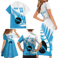 New Zealand Lawn Bowls Prostate Cancer Custom Family Matching Short Sleeve Bodycon Dress and Hawaiian Shirt Aotearoa Maori Silver Fern Blue Ribbon LT14 - Polynesian Pride