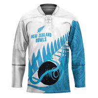 New Zealand Lawn Bowls Prostate Cancer Custom Hockey Jersey Aotearoa Maori Silver Fern Blue Ribbon LT14 Unisex Blue - Polynesian Pride