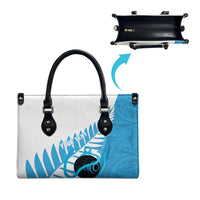 New Zealand Lawn Bowls Prostate Cancer Custom Leather Bag Aotearoa Maori Silver Fern Blue Ribbon LT14 - Polynesian Pride