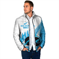 New Zealand Lawn Bowls Prostate Cancer Custom Padded Jacket Aotearoa Maori Silver Fern Blue Ribbon LT14 - Polynesian Pride