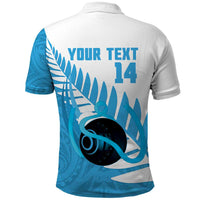 New Zealand Lawn Bowls Prostate Cancer Custom Polo Shirt Aotearoa Maori Silver Fern Blue Ribbon LT14 - Polynesian Pride