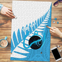 New Zealand Lawn Bowls Prostate Cancer Custom Puzzle Aotearoa Maori Silver Fern Blue Ribbon LT14 Blue - Polynesian Pride