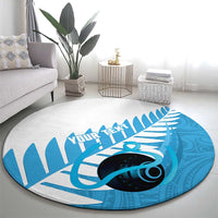 New Zealand Lawn Bowls Prostate Cancer Custom Round Carpet Aotearoa Maori Silver Fern Blue Ribbon LT14 - Polynesian Pride